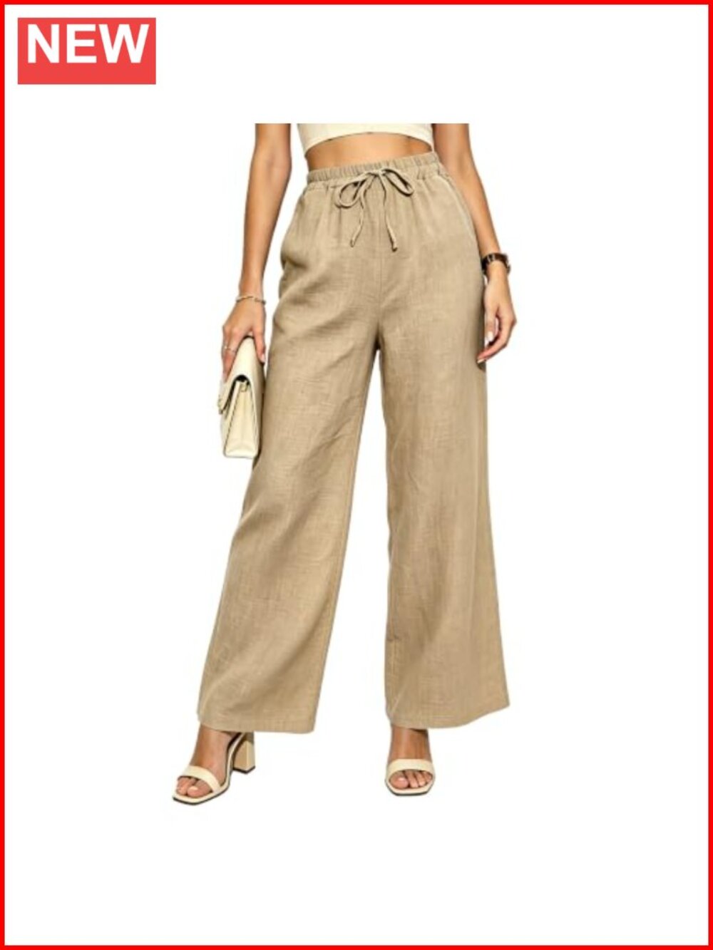Women Wide Leg Palazzo Pants Elastic High Waist Lounge Pants with Pockets